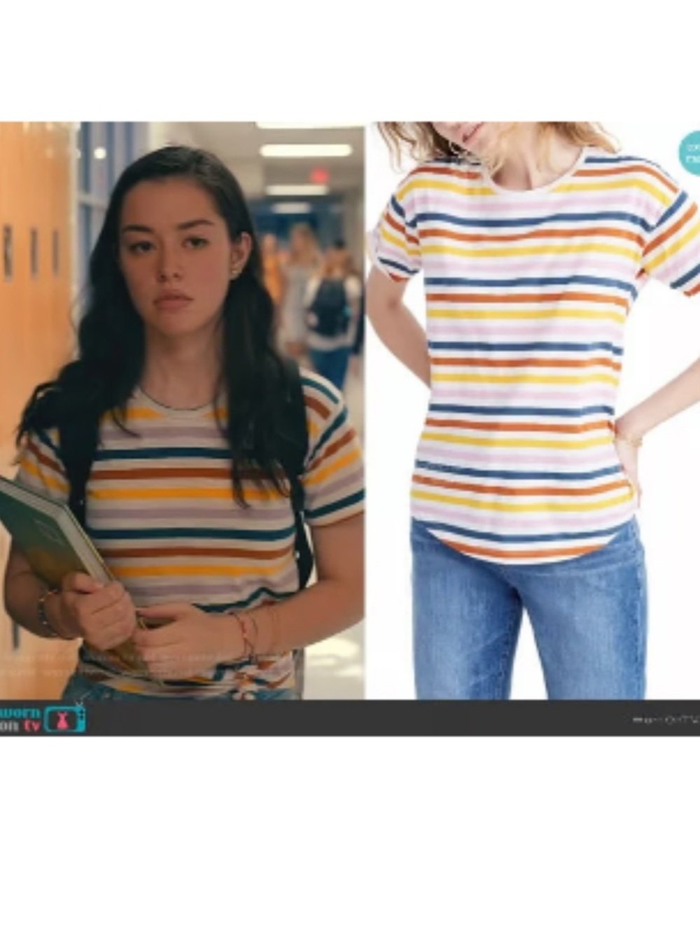 Madewell Whisper Cotton Crewneck Tee in Lennie Stripe, EUC!